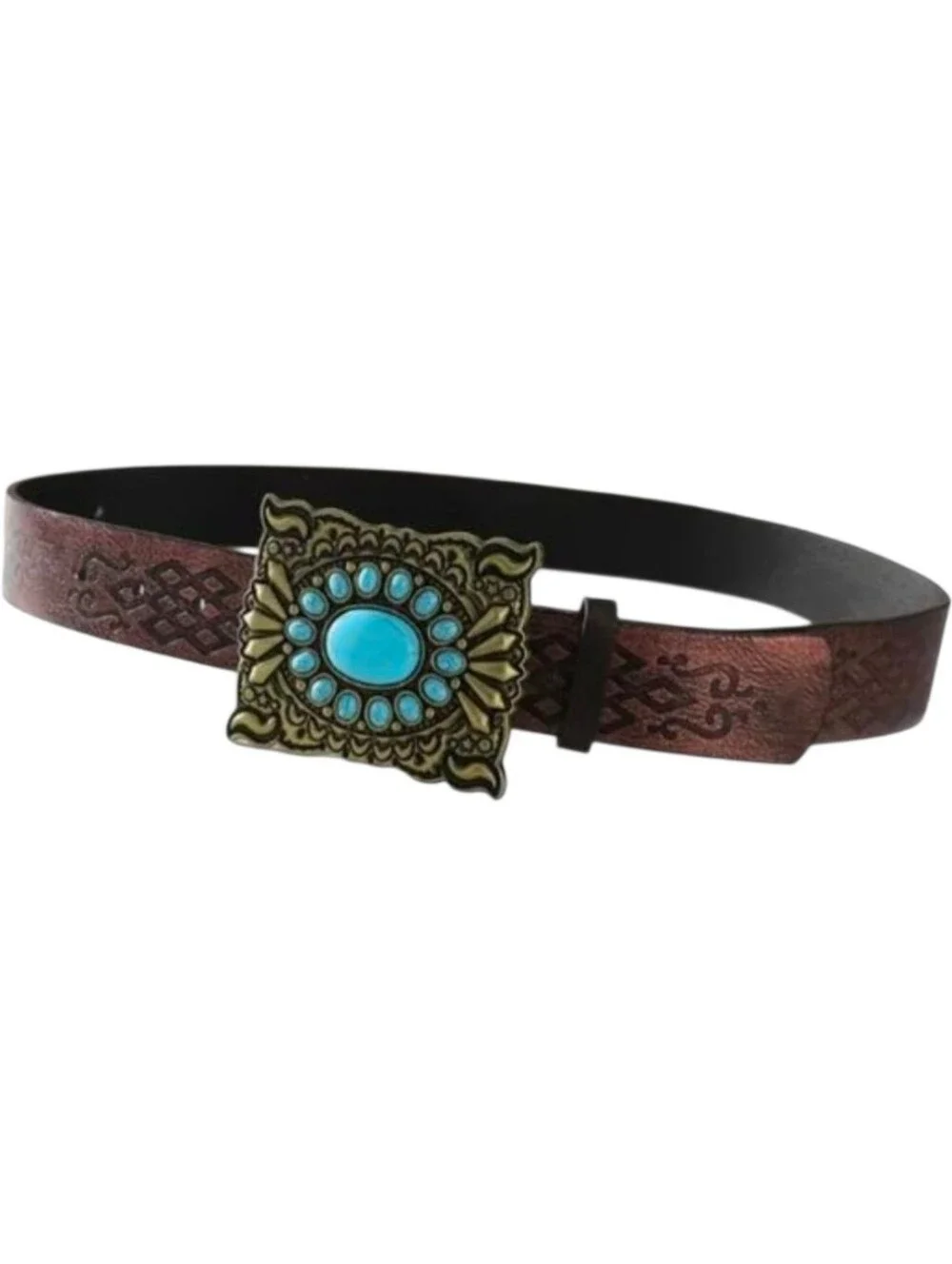Unisex Western Faux Turquoise Stone Belt